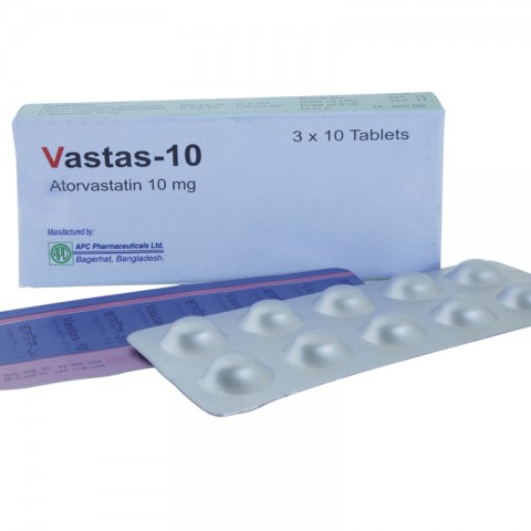 Vastas-10 mg Tablet (Atorvastatin Calcium Trihydrate USP)